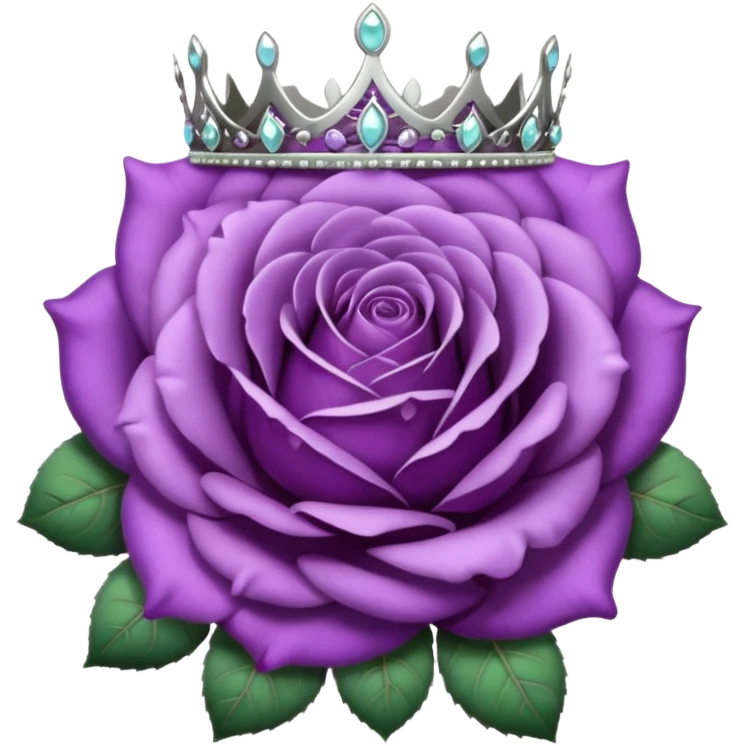 Purple rose flower, silver circle plaque, silver tiara emoji