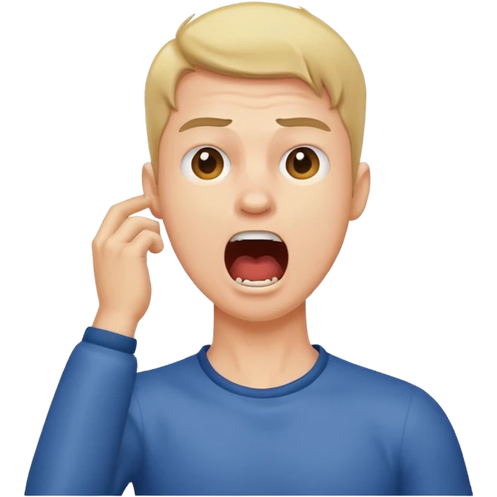 Guy holding neck yelling emoji