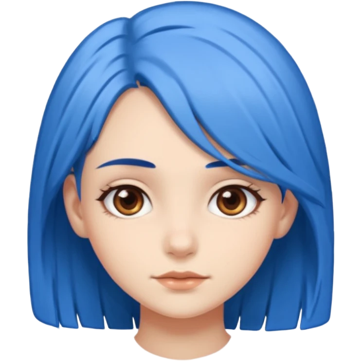 Brown eyes blue hair girl emoji
