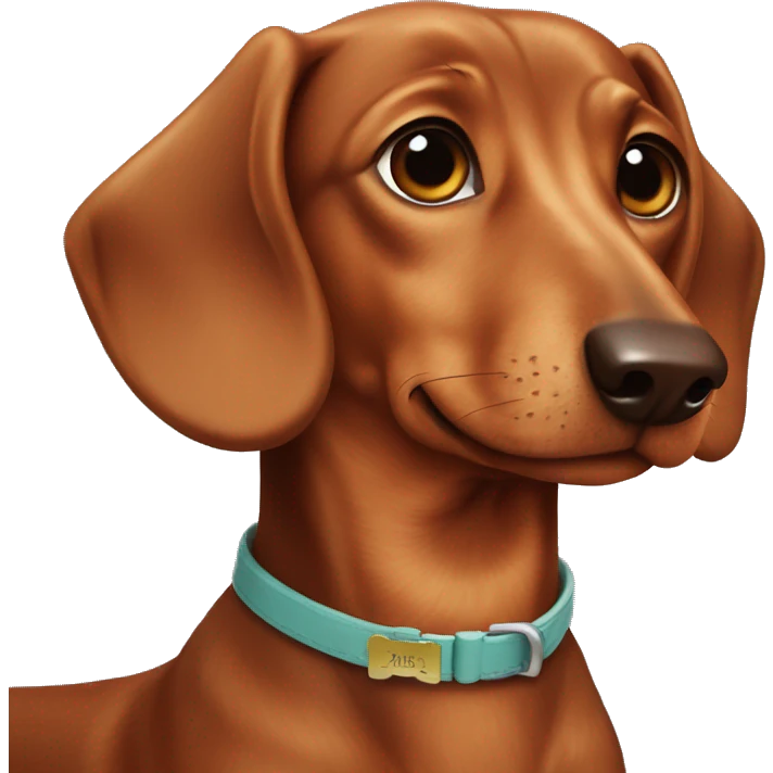 Brown dachshund with a name collar says “Bruno” emoji