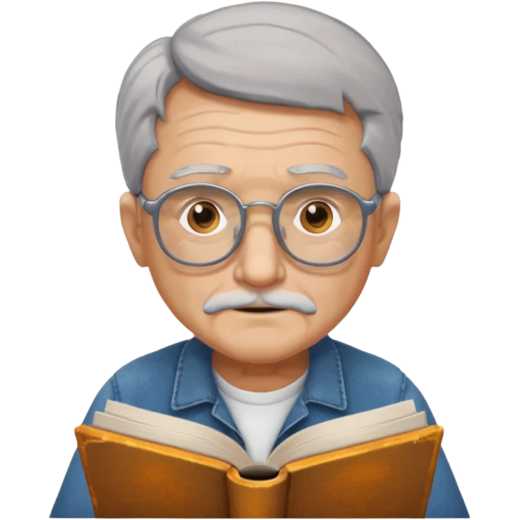 old man reading a book colored glasses emoji
