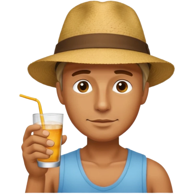 guy with hat and drink, no glasses emoji