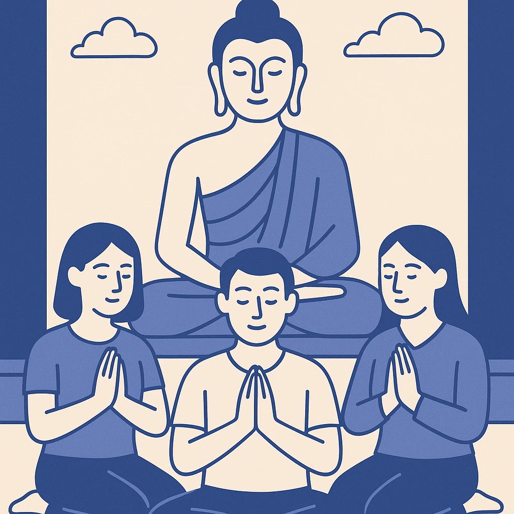 people praying in a Buddhist temple emoji