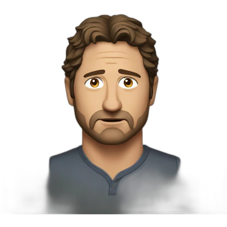 actor gerard butler serious cartoon wearing henley emoji