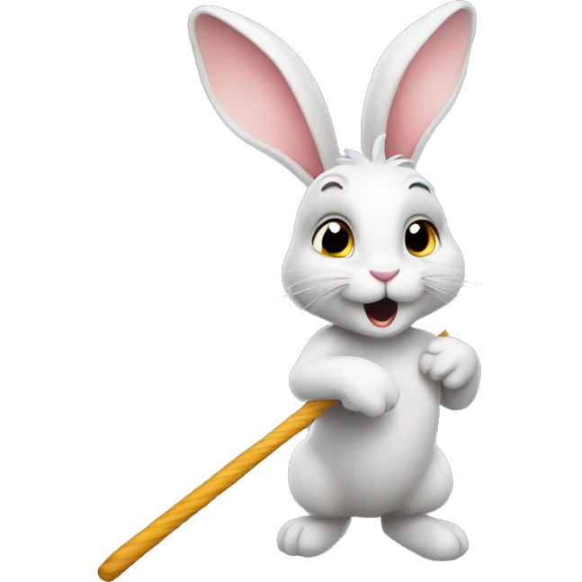 a rabbit with a magic wand emoji