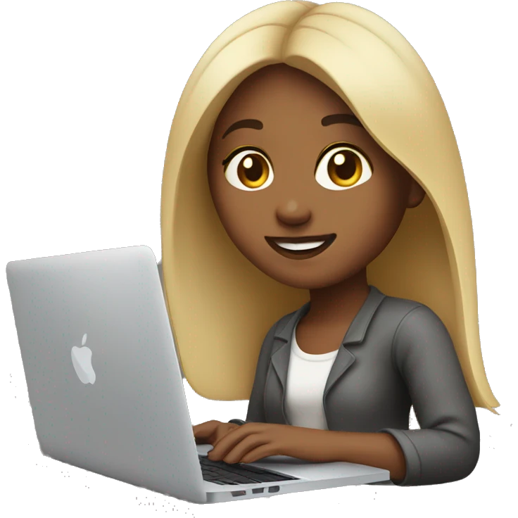Girl work with MacBook emoji