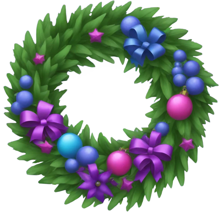 Blue and purple Wreath with Merry Christmas emoji