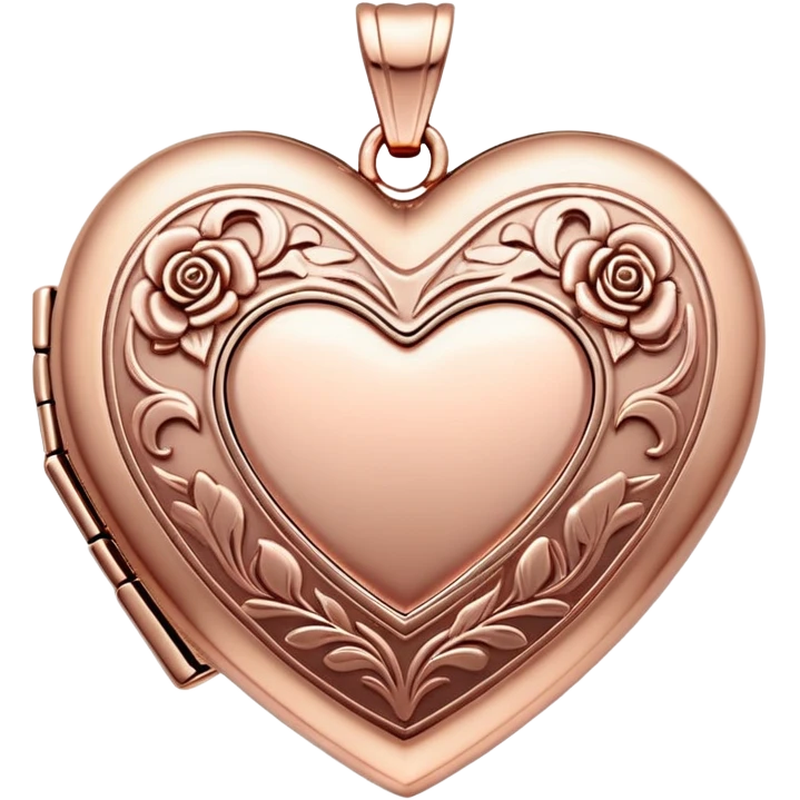 Rose gold heart locket with decorative details emoji