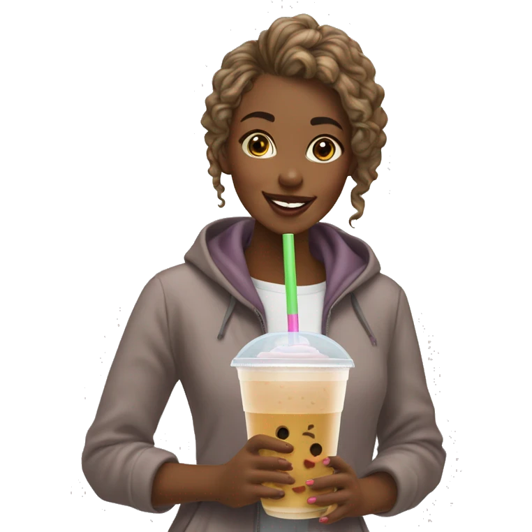 fille qui offre un bubble tea à sa copine emoji