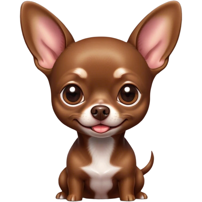 Cinematic Comical Chocolate Short Haired Chihuahua Portrait Emoji, Head tilted dramatically with an exaggeratedly shocked or offended expression, short chocolate fur with a rich, glossy finish, wide, expressive dark eyes filled with exaggerated disbelief, Simplified yet hilariously expressive features, highly detailed, glowing with a slightly sassy glow, high shine, dramatic yet playful, stylized with an air of attitude, bright and endearing, soft glowing outline, capturing the essence of a sassy and over-the-top pup, so meme-worthy it feels like it could side-eye its way into internet fame instantly! emoji