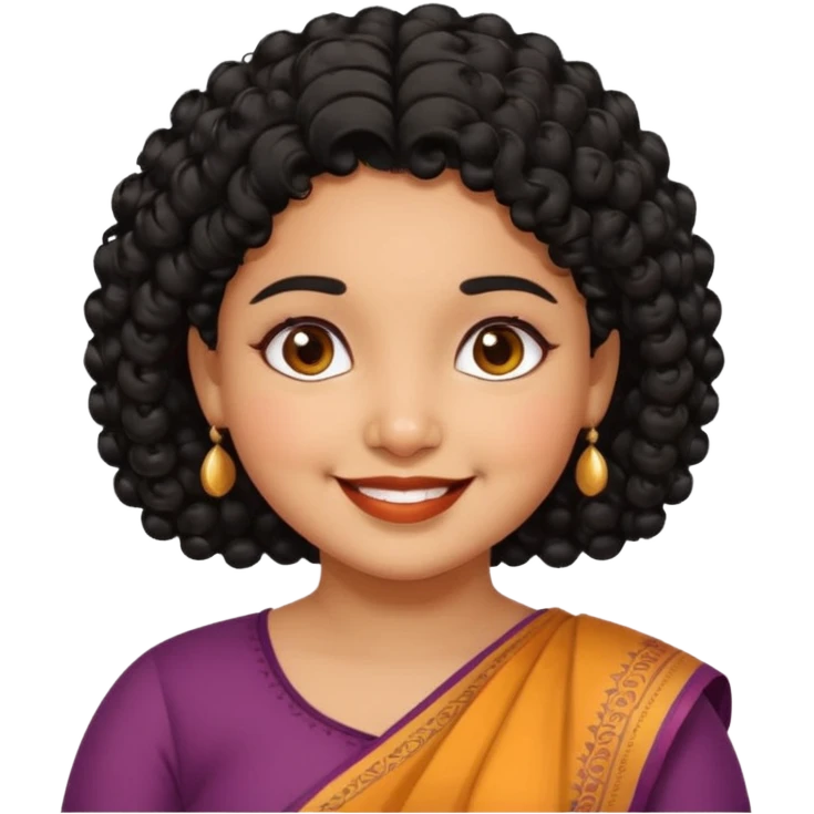 Indian fat girl south Indian curly short black hair emoji