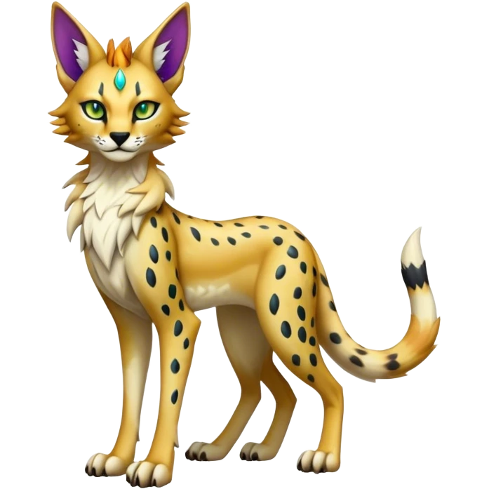 Epic Edgy Colorful ethereal eldritch Sergal-Serval-Fionbri full body emoji