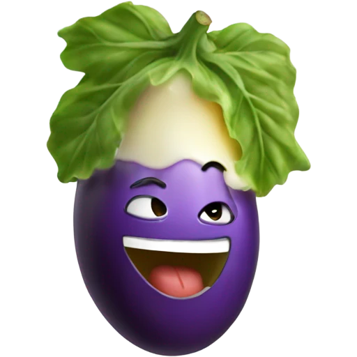 laughing with egg plant in mouth emoji