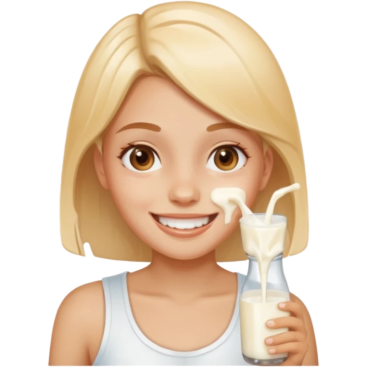 a girl with milk spilled at her face emoji emoji