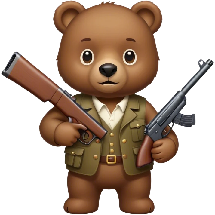 little bear holding a gun emoji