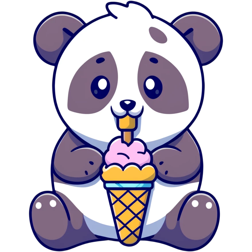 Panda eating ice cream emoji