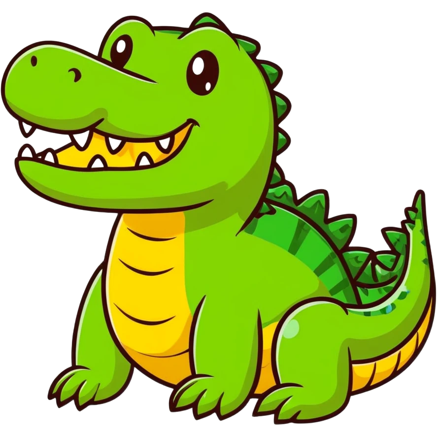 cute friendly crocodile with a smile emoji