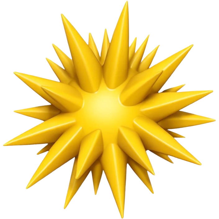 Compact iOS‑style 3D emoji: plain jagged burst (10 spikes), bright yellow, smooth shading, thin darker edge; no characters or pictograms emoji