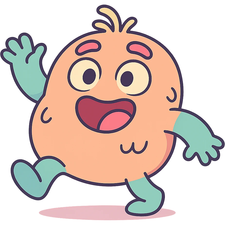 adorable gibberling character, round body, pastel colors, playful pose emoji
