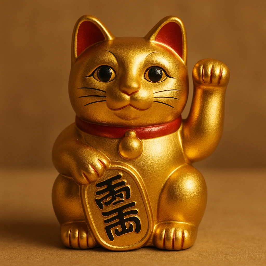 Gold Chinese lucky cat  emoji