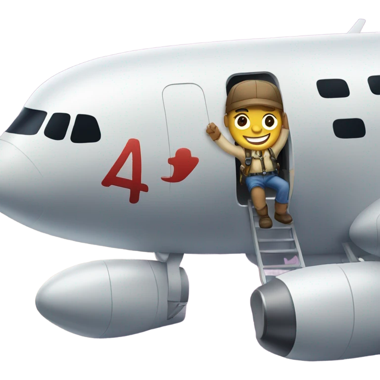 Harrison climbing an airplane emoji