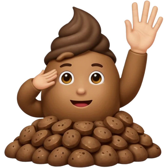 Poop with a hand salute emoji