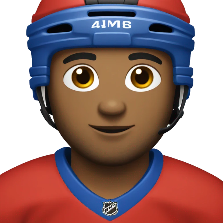hockey player wearing blue and red jersey emoji