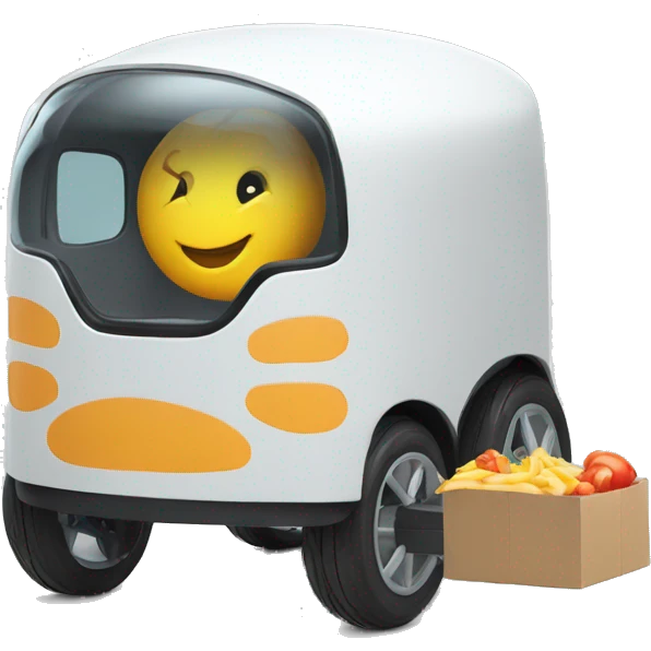delivery robot 4 wheels with food emoji