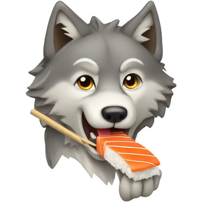 Wolf eating sushi emoji