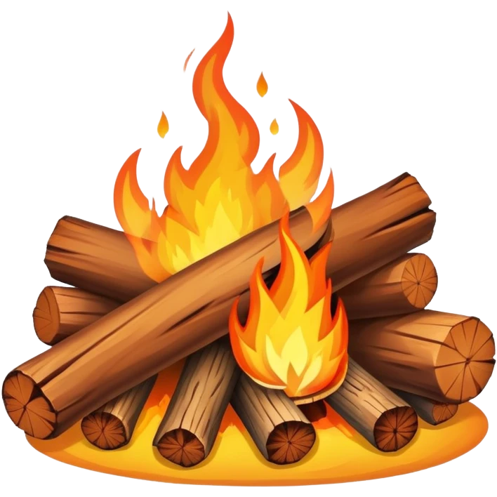 warm glowing campfire with logs and flames emoji
