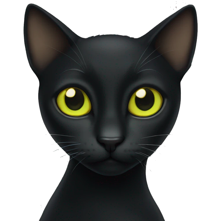 Black slender cat with yellow-green eyes emoji