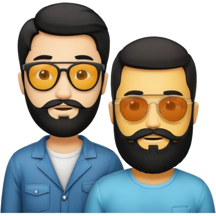 Van u make 2 cool young emojis with shades side by side, both have faded hair, one of them should also have faded beard. Beneath the faded beared emoji should have the initials WQ and the other PJ. black hair and beard emoji