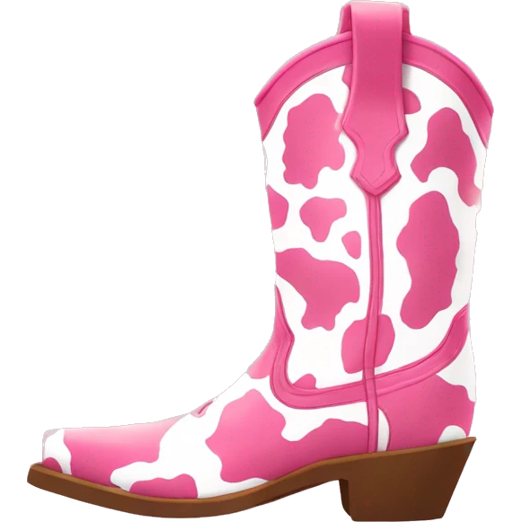 Pink and white cow print cowgirl boots emoji