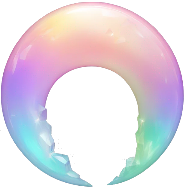 Pastel iridescent rainbow crystal crescent circle emoji