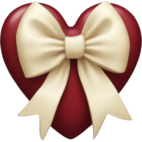 Dark red heart with cream bow emoji