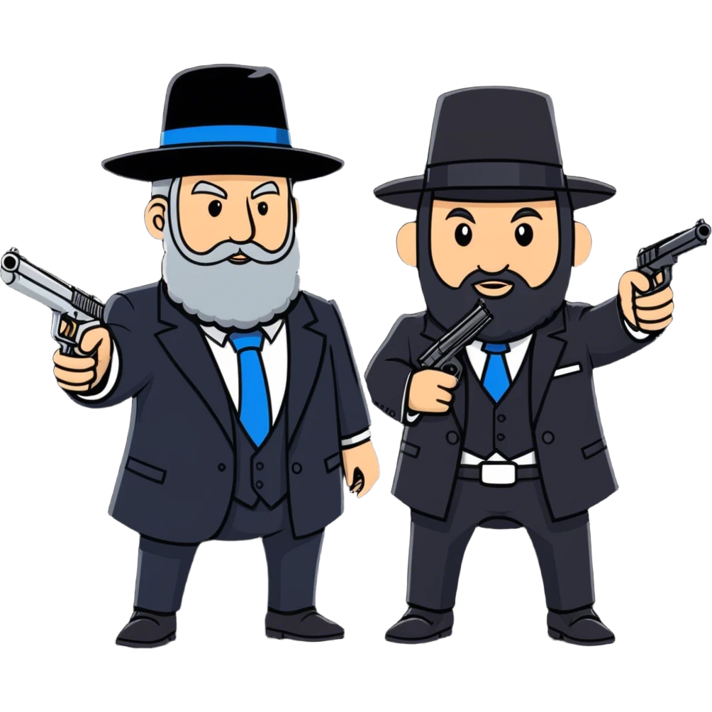US president shooting guns with Israeli rabbi emoji