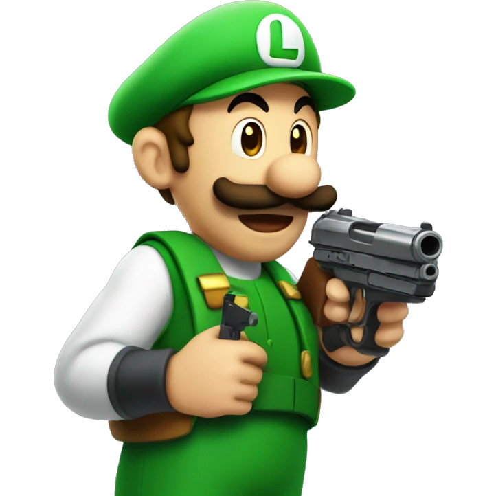 Luigi with a silenced pistol emoji