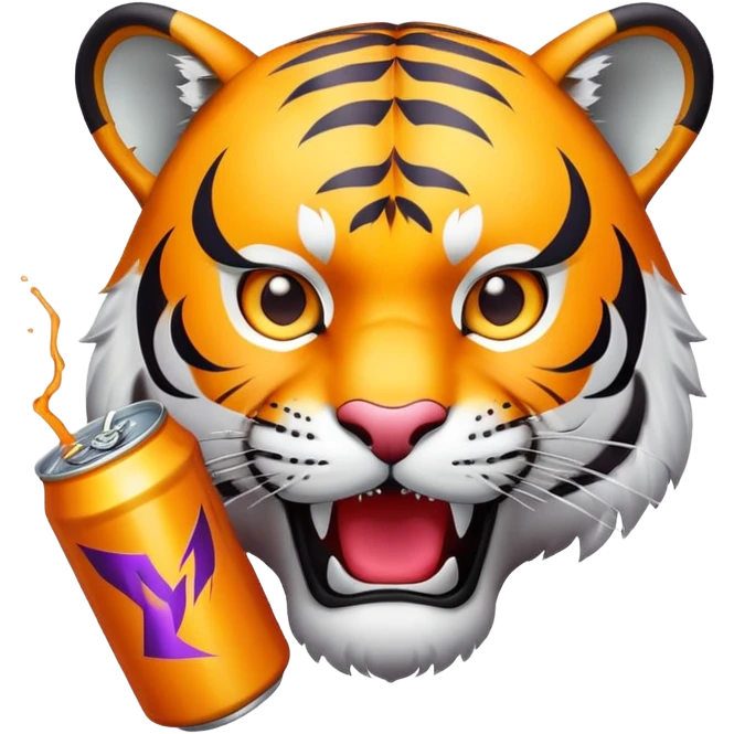 tiger face holding energy drink can for Twitch emote emoji