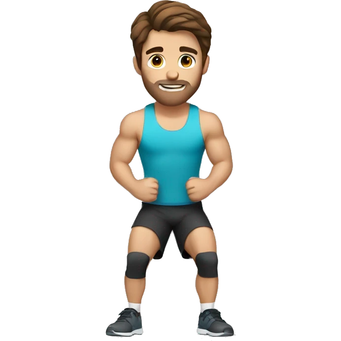 Guy with brown hair working out emoji