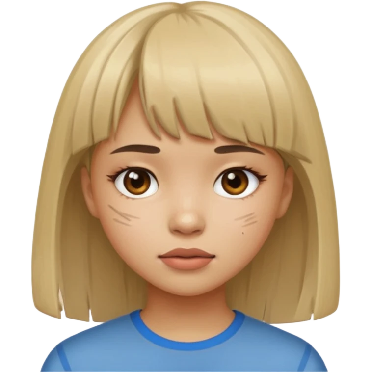 menina com a cara arranhada e franja emoji