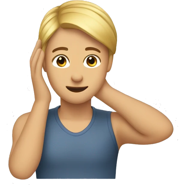 Person using hand to tuck hair behind their ear emoji