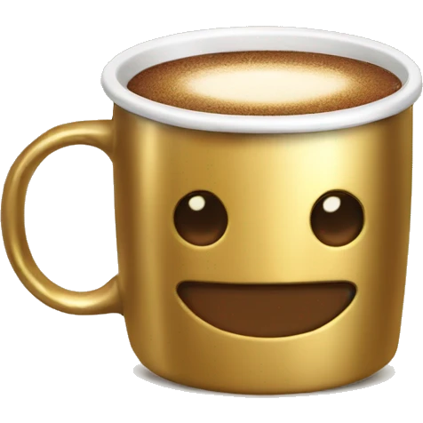 vintage Metallic Gold mug of coffe emoji