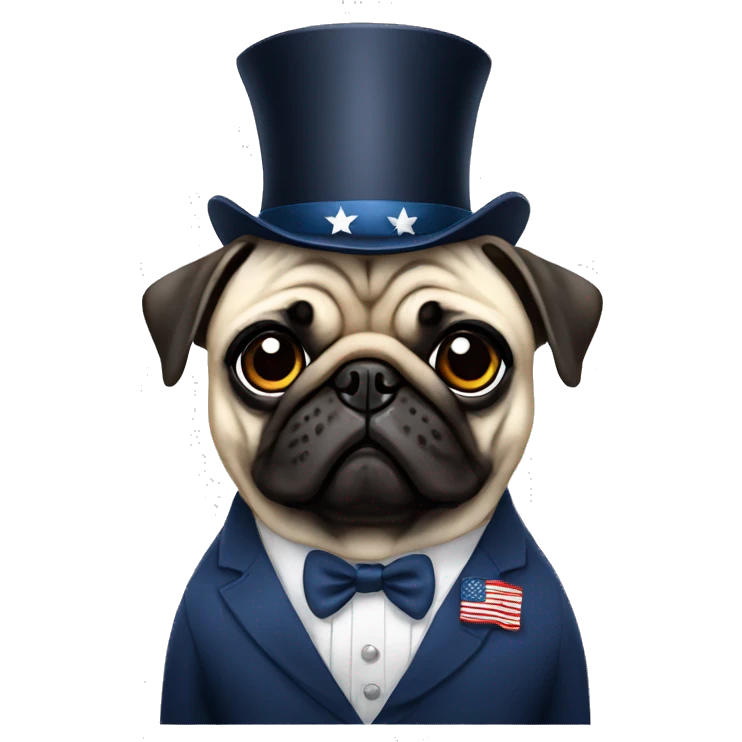 Pug wearing formals posing as the president of the United StatesUnited States emoji