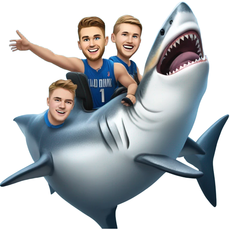 Luka doncic, dalton knecht, Austin reeves on a great white shark emoji