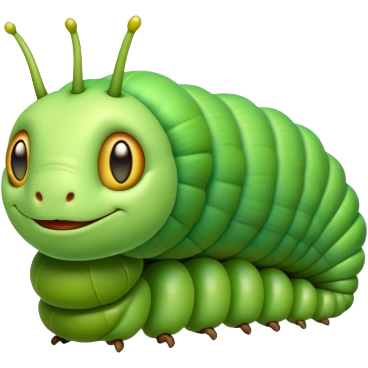 Cinematic Noble Caterpillar Portrait Emoji, Poised and vibrant, with a segmented, gently curving body adorned in bright, lively hues and delicate, inquisitive eyes, Simplified yet charmingly detailed features, highly detailed, glowing with a soft, verdant radiance, high shine, intelligent and resilient, stylized with an air of natural transformation, focused and curious, soft glowing outline, capturing the essence of a watchful caterpillar that appears ready to inch out of the screen with gentle determination! emoji