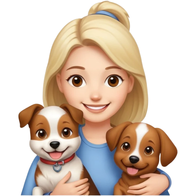young woman with a cute dog, friends emoji