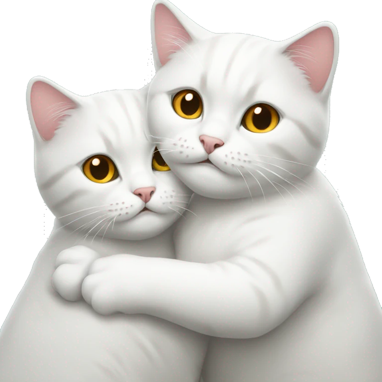 Two white British cats hugs  emoji