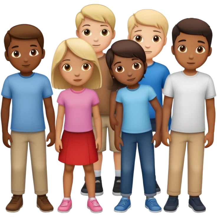 Seven boys and three girls standing together as a group emoji