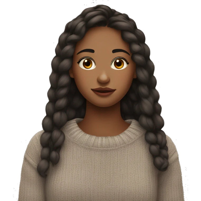 A girl without make-up, with natural beauty, with soft expressive lips in a jumper emoji