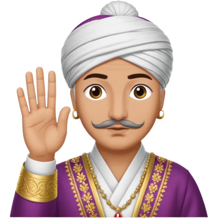 A turkish Sultan doing the quiet sign while his eyes are pure white emoji